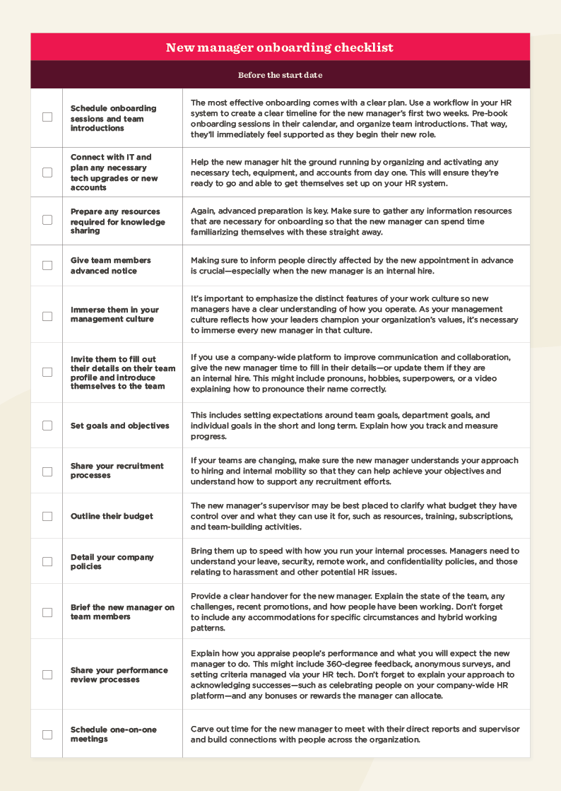 New manager onboarding checklist   Elevate your new leaders