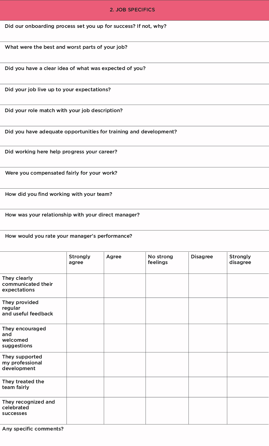 Exit Interview Form - Download PDF Document for Printing